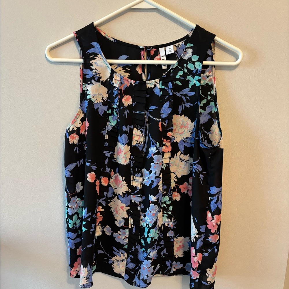 Floral Sleeveless Top - Black Multicolor